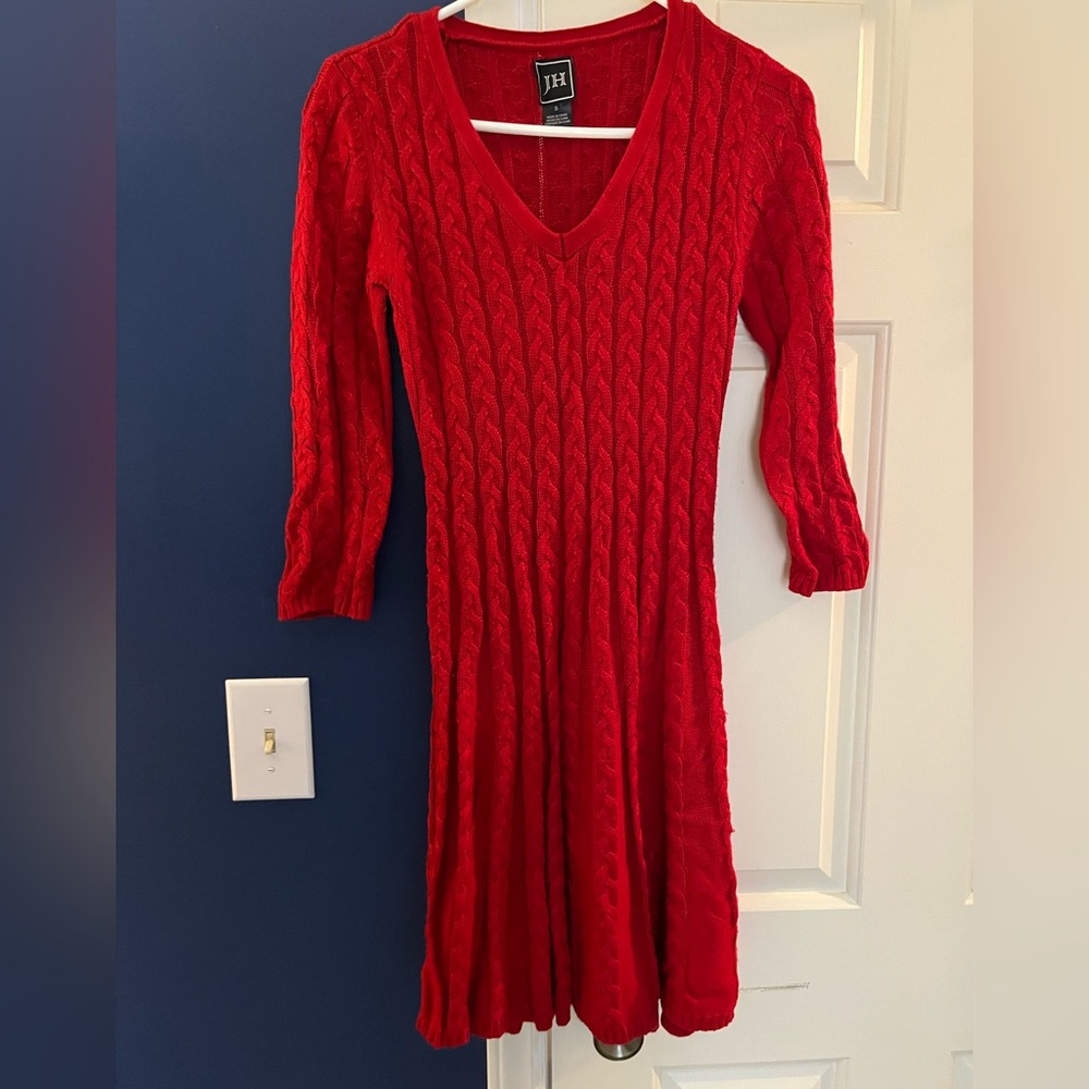 Elegant Red Knit Dress